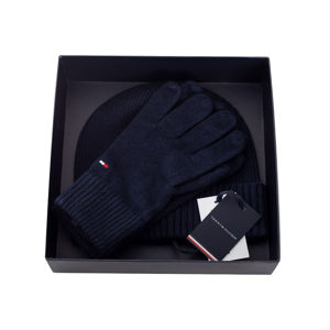 Tommy Hilfiger pánská tmavě modrá sada čepice a rukavice - OS (CJM)